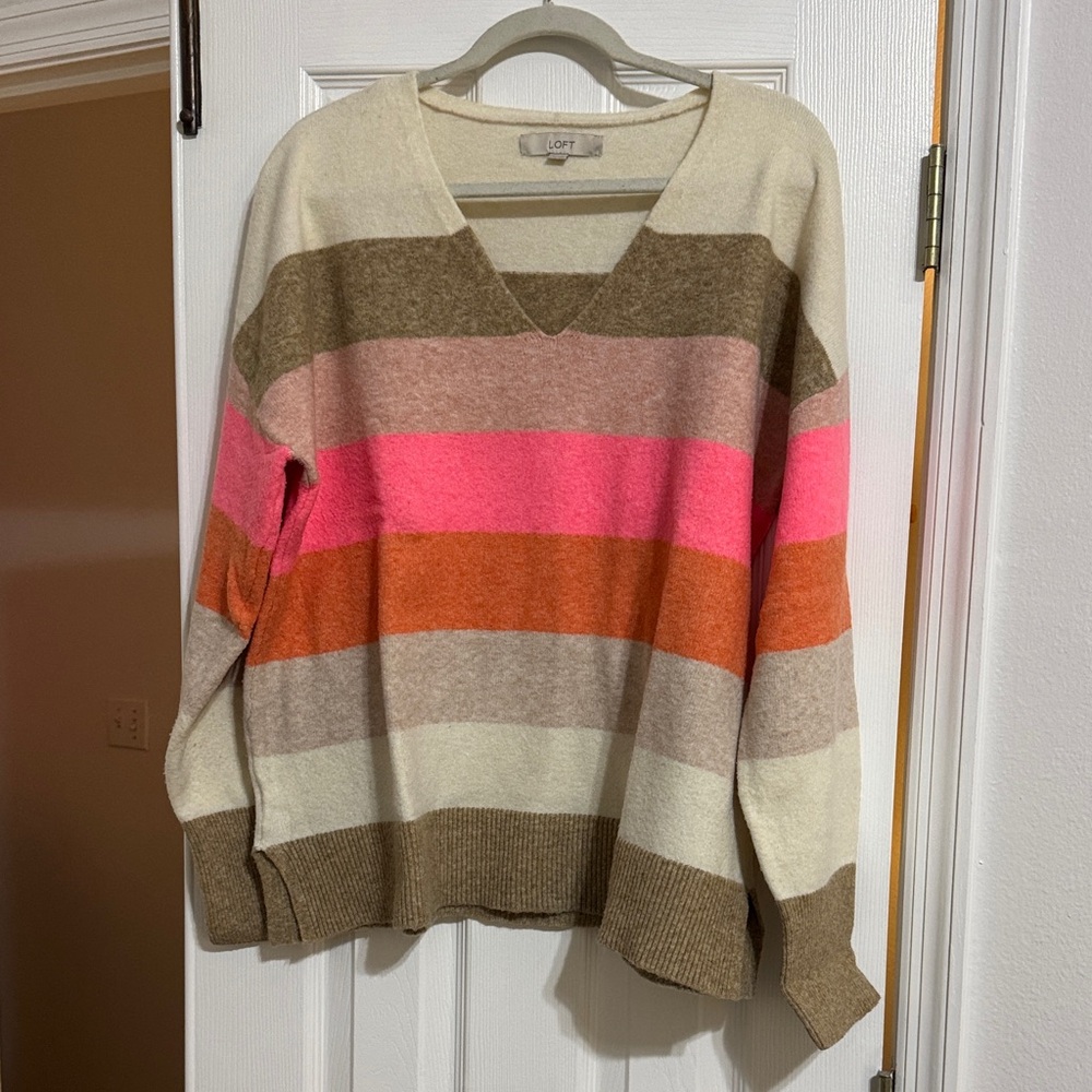 LOFT Multicolor V-Neck Sweater